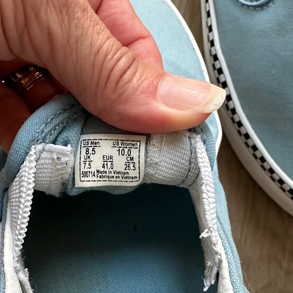 Vans Slip-On Sneakers Light Blue Checkered Men’s 10 Womens 8.5 OFF THE WALL - Picture 6 of 6